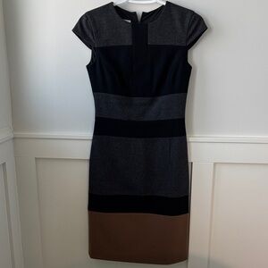 Judith & Charles Color Block Wool Midi Dress